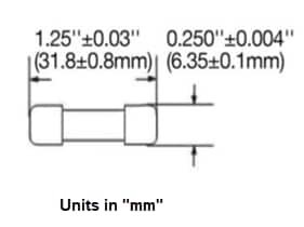 Mechanical Drawing - Bel Fuse 0603C Fast-Blow Fuses